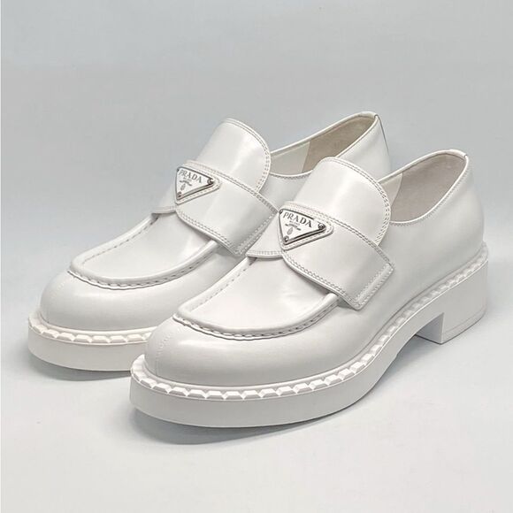 Prada Spazzolato Logo Platform Leather Loafers size 39.5 - Picture 6 of 14